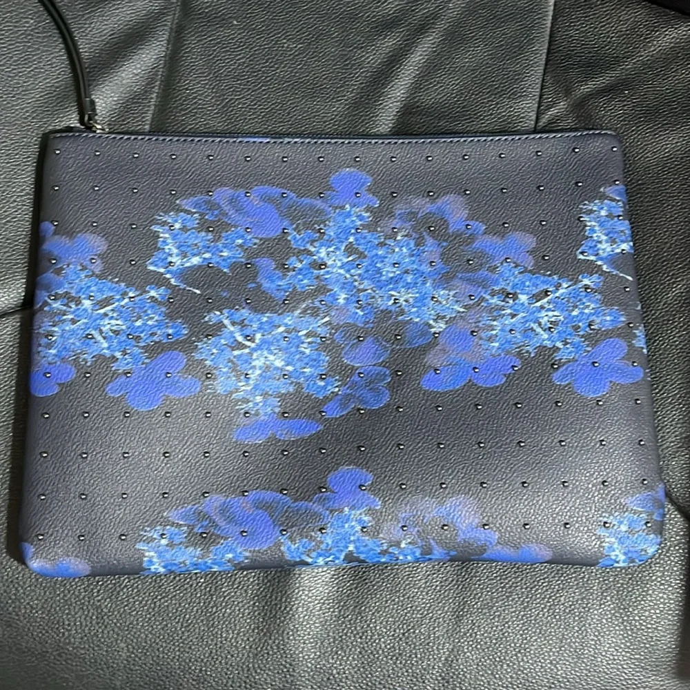 Tablet Sleeve, Banana Republic XLarge Zip Clutch,Floral Navy/Black Vegan Leather